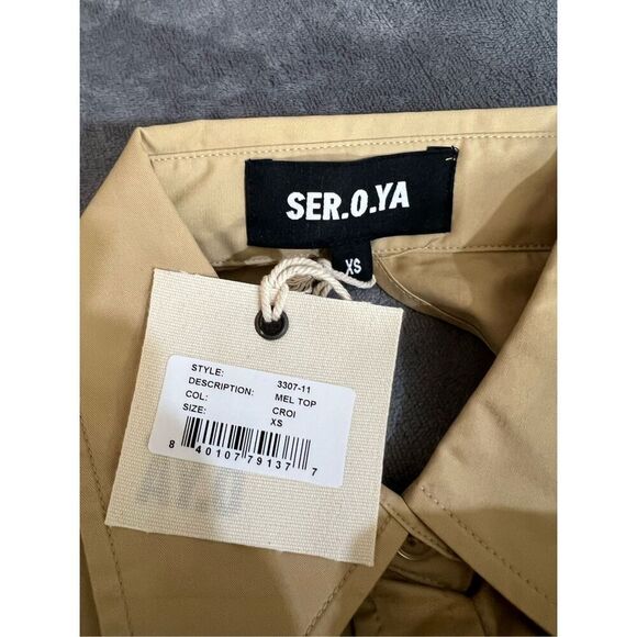 Revolve SER.O.YA Top Womens Size XS Croissant Mel Button Down Tie Open Back - Picture 7 of 13